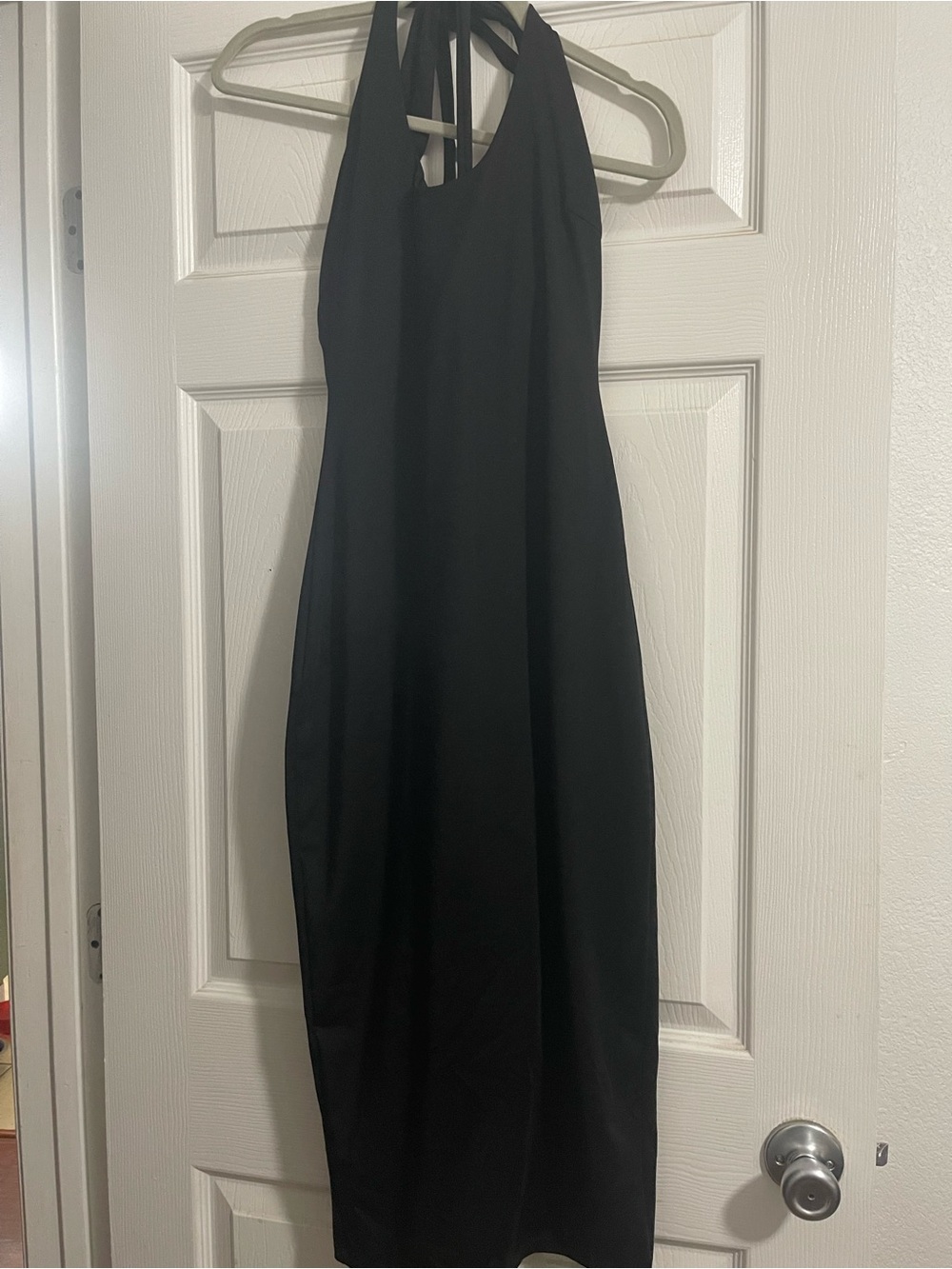 One-Shoulder Black Halter Bodycon Dress - Picture 5 of 6